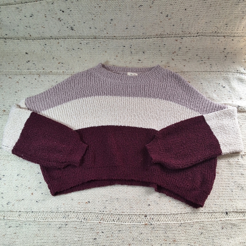 Colorblock Sweater - Purple and Cream - Picture 2 of 8